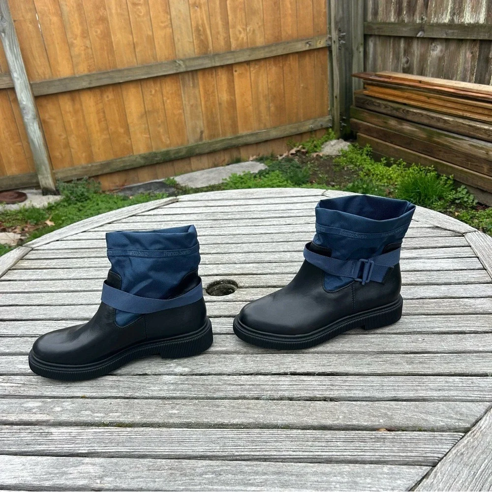 Franco‎ Sarto Jan Snow Boot Black & blue Waterproof All-Weather Lug Sole size 10